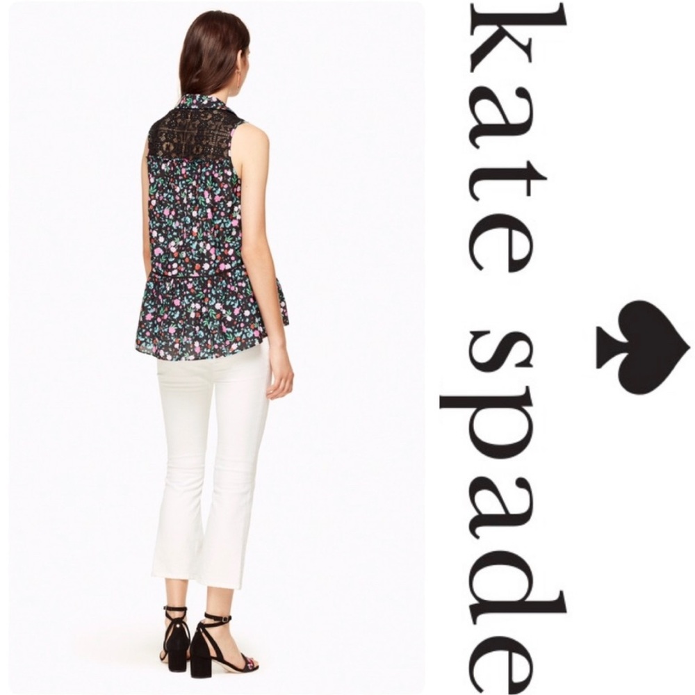 NEW Kate Spade Floral Greenhouse Lace Yoke Shirt - Picture 3 of 11